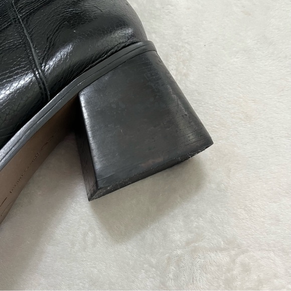 Vince Camuto Sangeti Boots 10W XC | Black Leather Wide Calf Knee High Block Heel - Picture 3 of 15